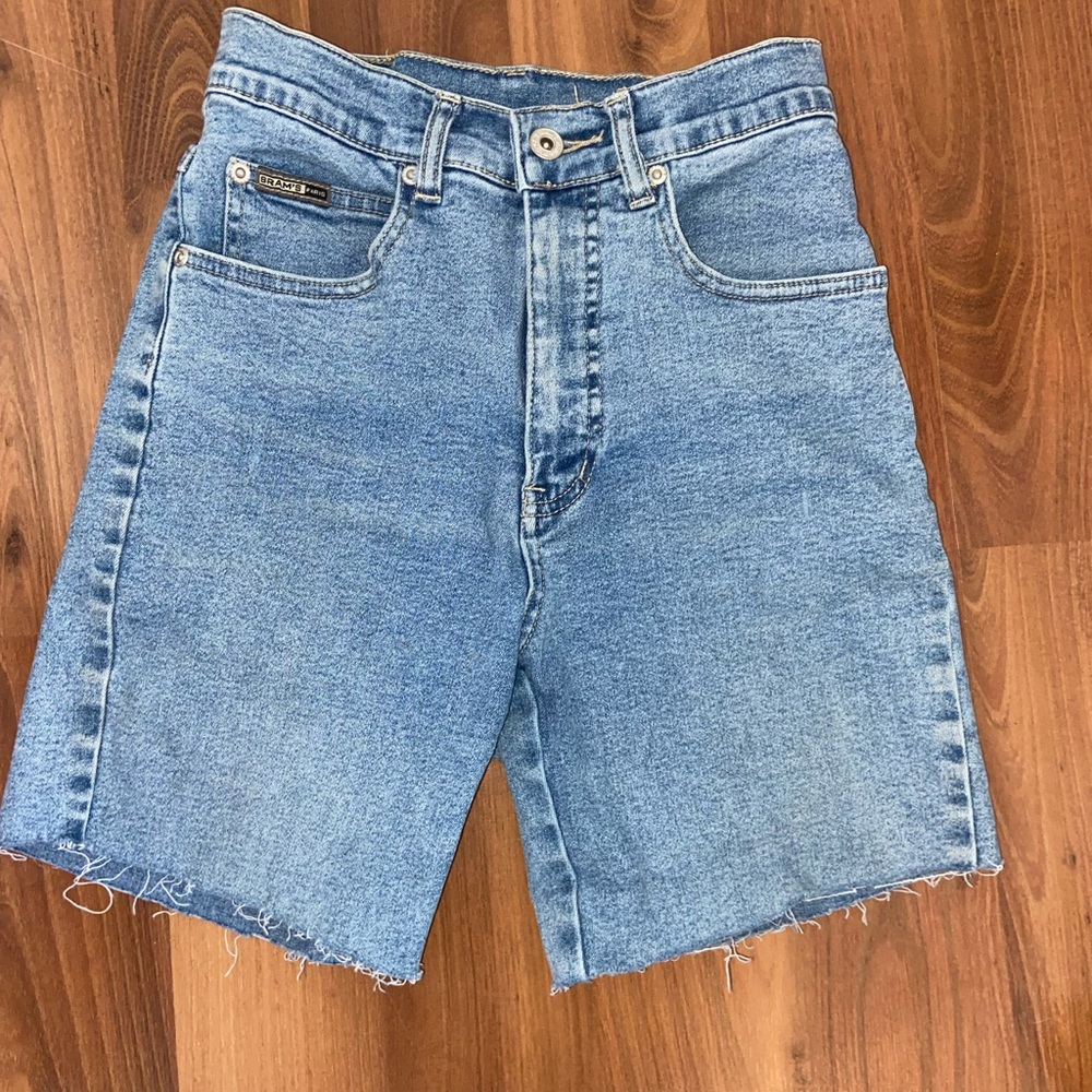 Vintage Mid Thigh High Waisted Light Wash Denim Jean shorts